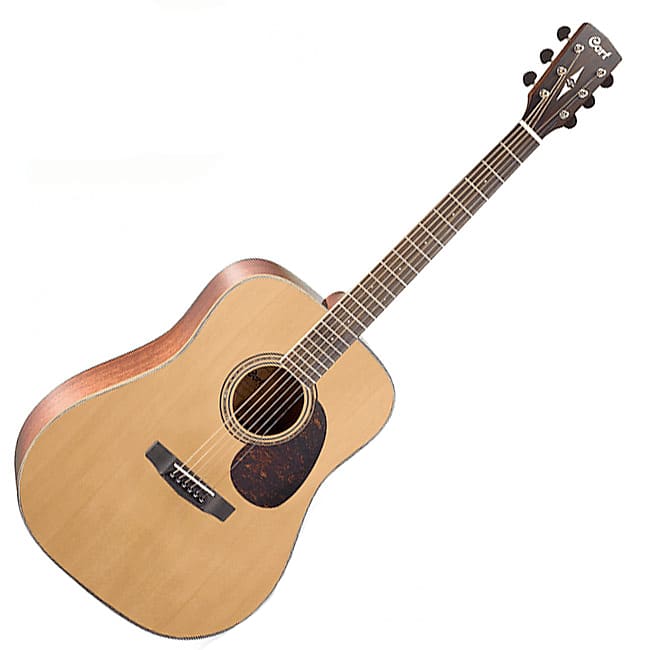 Cort Earth100 Natural Solid Spruce Top Mahogany Bone Dreadnought Acoustic Guitar image 1