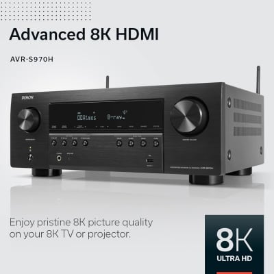 Denon AVR-S970H 8K Ultra HD 7.2 Channel (90Watt X 7) AV Receiver 2022 Model - Built for Gaming, Music Streaming, 3D Audio & Video, Alexa + HEOS, Black image 3