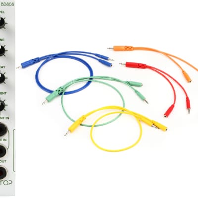 Tiptop Audio BD808 Eurorack Analog Bass Drum Module  Bundle with Hosa CMM-500Y-MIX Hopscotch Eurorack Patch Cables - Various Lengths (5-pack) image 1