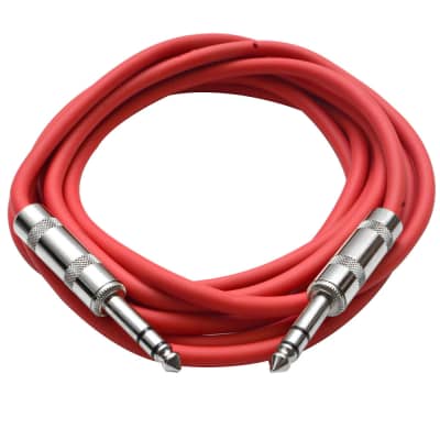 SEISMIC AUDIO New 6 PACK Red 1/4" TRS 10' Patch Cables image 3