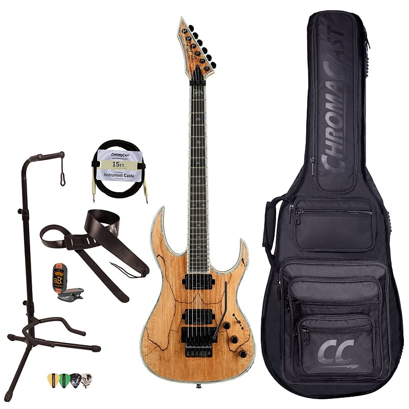 BC Rich Guitars Shredzilla Prophecy Archtop Electric Guitar with Floyd Rose, Case, Strap, and Stand, Spalted Maple image 1