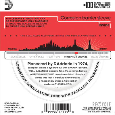 D'Addario EJ17 Phosphor Bronze Acoustic Guitar Strings, Medium, 13-56 image 3