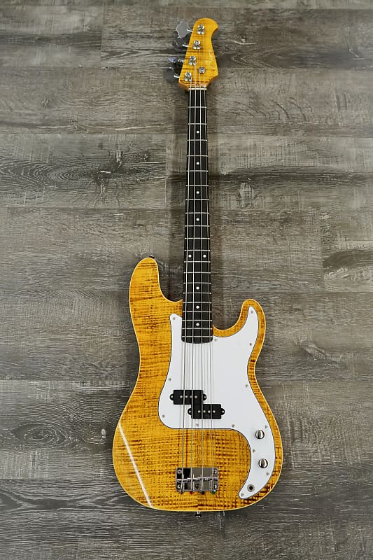 AIO PB4 4 String Precision Bass Tiger Amber w/gig bag Reverb