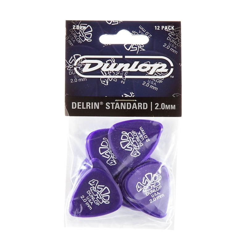 Dunlop 41P2.0 Delrin 500 Guitar Picks 2.0mm 12 Picks image 1