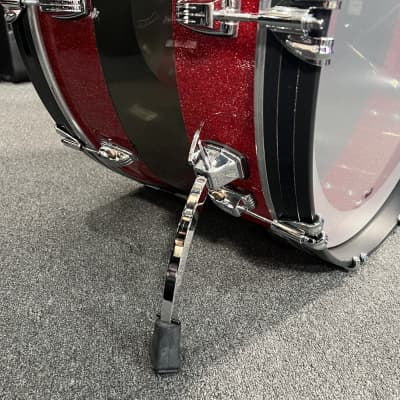 Ludwig 50th Anniversary Vistalite Pro Beat 24/16/13" Drum Set Kit in Red Sparkle/Smoke/Red Sparkle from NAMM image 7