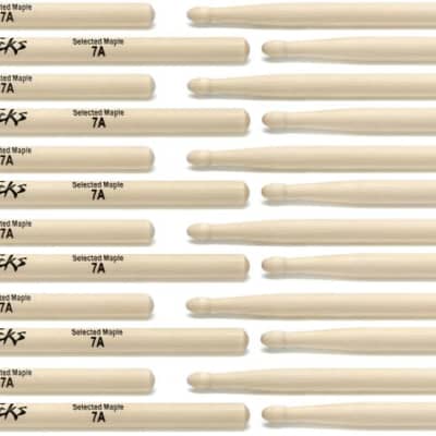 On-Stage Maple Drumsticks 12-pair - 7A - Wood Tip (3-pack) Bundle