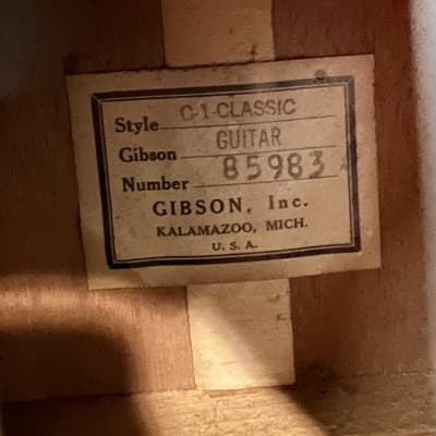 Vintage Gibson C-1  Classical Guitar -Early 1960's image 3
