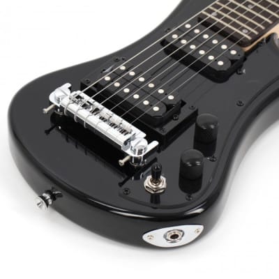 Hofner HOF-HCT-SH-DLX- BK-O Deluxe Shorty Electric Travel Guitar - Black - with Gig Bag image 4