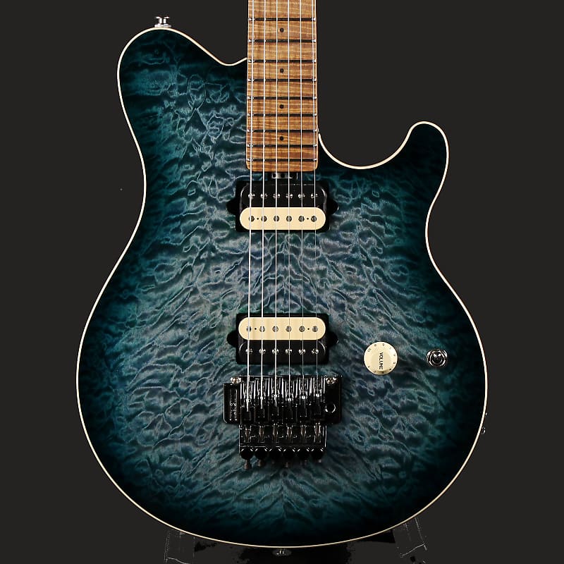 Ernie Ball by Music Man Axis Quilt Top Yucatan Blue Roasted Maple