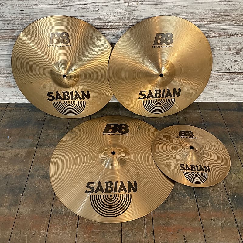 Sabian B8 Cymbal Set 14 &16" Crash, 14" Hi Hat, 10" Splash image 1