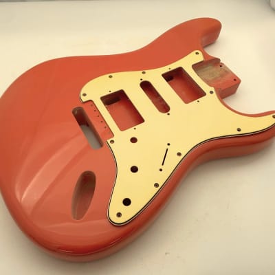 4lbs BloomDoom Nitro Lacquer Aged Relic Orangey Fiesta Red HSH S-Style Vintage Custom Guitar Body image 5