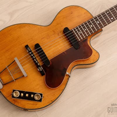 1958 Hofner Club 50 (Model 127) Vintage Hollowbody Guitar Natural w/ Case for sale