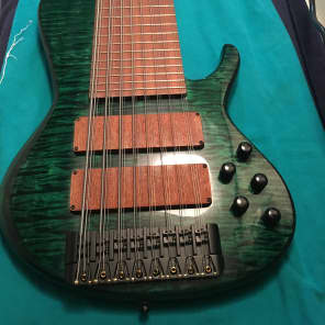 Prat Basses GODZILLA C3-WTF-24 24 string Bass (8x3) Trans Dark Emerald Green + Axe Handler Arc Stand image 18