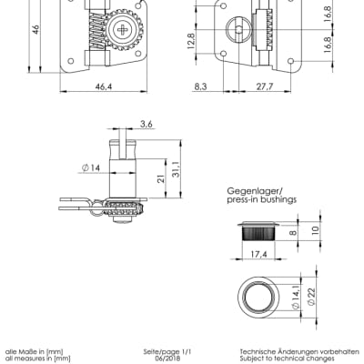 Schaller Original F-Series  BMF Nickel Bass Reversible Machine Heads image 2