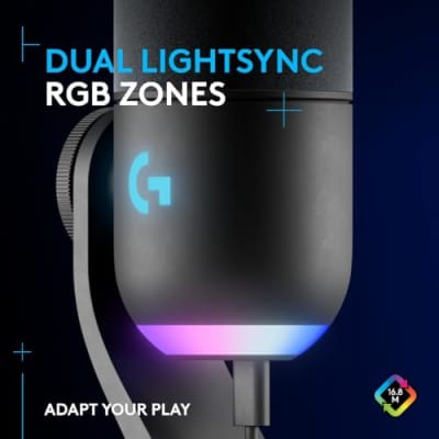 Logitech G Yeti GX Dynamic RGB Gaming Microphone with LIGHTSYNC, USB Mic for Streaming, Supercardioid, USB Plug and Play for PC/Mac - Black image 3