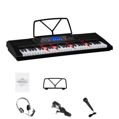 RockJam RJ561 61 Key Electronic Interactive Teaching Piano Keyboard with  Stand
