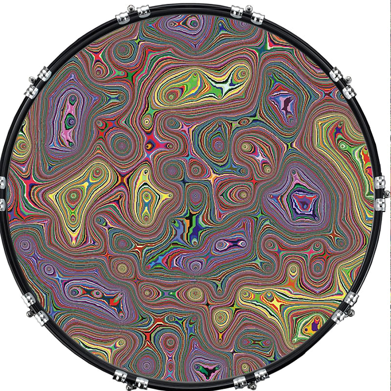 Custom Graphical 22" Kick Bass Drum Head Skin Psychedelic Reverb