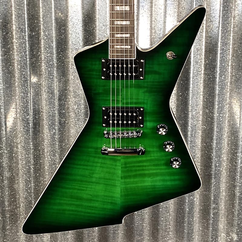 Westcreek Revenge Explorer Flame Transparent Green Burst | Reverb