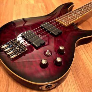 Schecter C-4 Deluxe Active 4-String Bass Crimson Red Burst