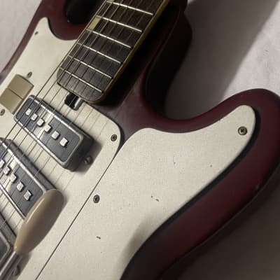 Teisco WG-4L Electric Guitar MIJ Japan W/ Chip Board Case Vintage 1960s Red image 7