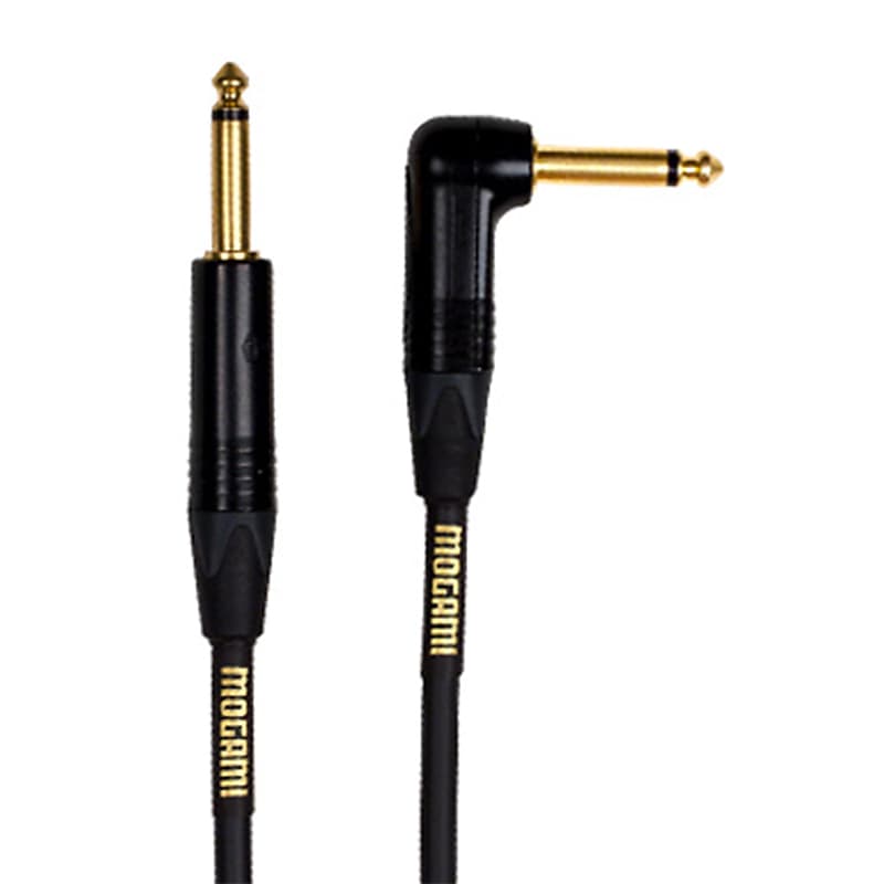 Mogami Gold Instrument Cable -  Right Angle to Straight End - 18' image 1