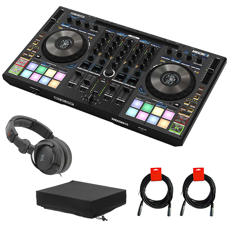 Reloop MIXON 8 Pro DJ Controller for Serato DJ and Algoriddim djay Software  Bundle with Gator GMC-2222 Mixer Dust Cover, Polsen Studio Headphones, and  2x XLR-XLR Cable