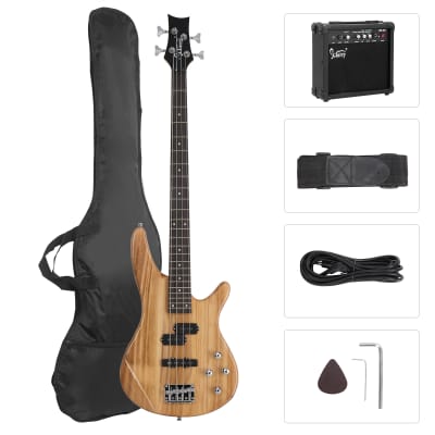 Glarry GIB Bass Guitar Full Size 4 String SS pickups w/20W Amplifier Burlywood for sale