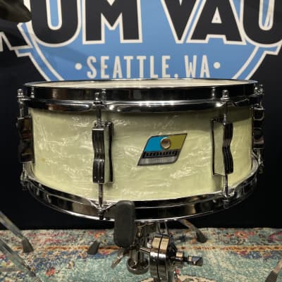 Ludwig - 14x5" 3 Ply Classic, 8-Lug Snare Drum 1976 - White Marine Pearl image 1
