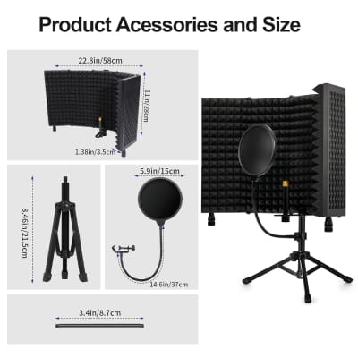 Microphone Isolation Shield Tripod Stand and Pop Filter