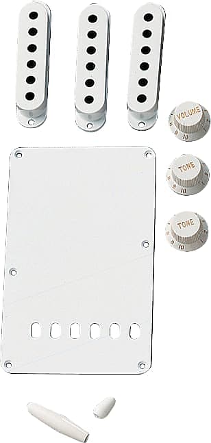 FENDER STRATOCASTER ACCESORY KIT WHITE KNOBS PICKUP COVER CAP 0991362000 image 1