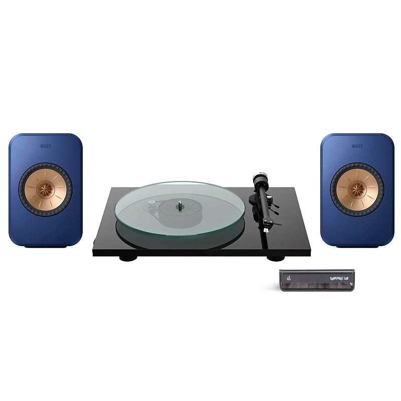 Pro-Ject: T2 Super Phono / KEF LSX II / Turntable Package Black Turntable / Blue Speakers  			
