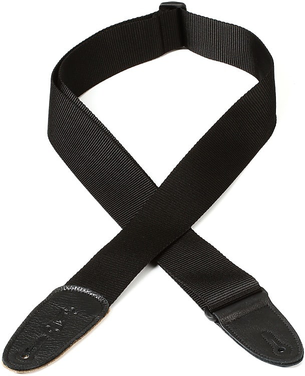 Levy's M8 2" Woven Poly Guitar Strap w/Leather Ends - Black Extra Long image 1