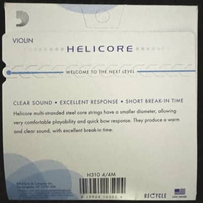 D'Addario H310 4/4M Helicore 4/4 Violin Strings - Medium Standard image 2