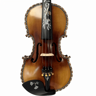 Strad style SONG master bird's eye maple wood 4/4 violin,carving ribs and neck inlay nice shell image 3