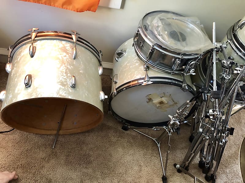 Slingerland Full drum set 1976 White | Reverb