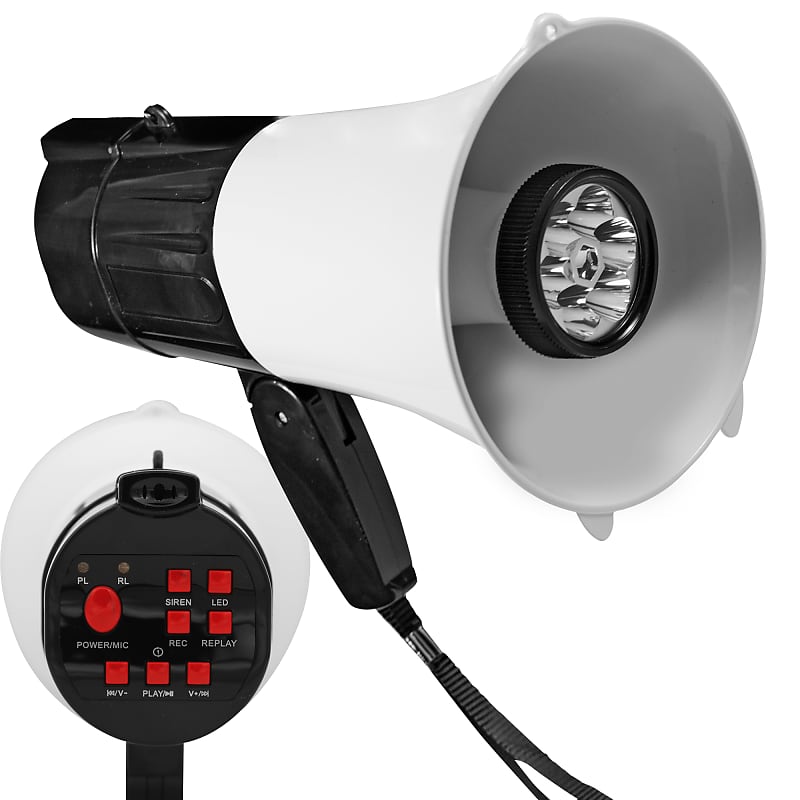5 CORE Megaphone Bull Horn 40W Peak Loud Siren Noise Maker Rechargeable  Professional Bullhorn PA Speaker System w Recording USB SD Card Adjustable