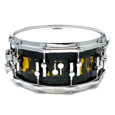 Sonor SQ2 Maple Medium Snare Drum 14x6.5 Yellow Tribal Stripes