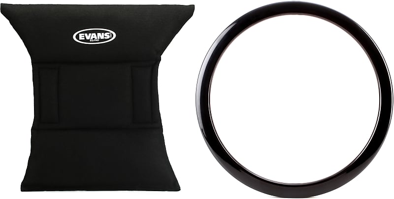 Evans EQ Pad Bass Drum Muffler  Bundle with Bass Drum O's Port Hole Ring - 6" - Black image 1