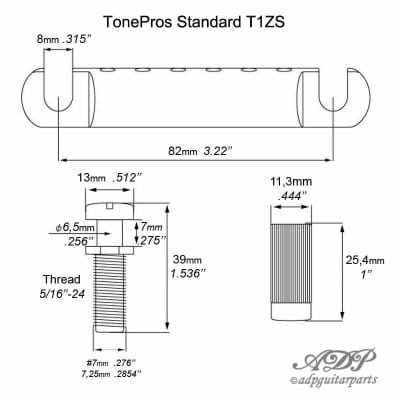 TonePros T1ZS-C Stop Tailpiece Lockable style Gibson Stoptail US 5/16"–24 Thread Chrome image 4
