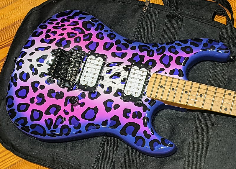 Kramer 2015 Pacer Satchel Purple Leopard MIK Steel Panther Guitar w/Fender Bag, Very RARE, EXC! image 1