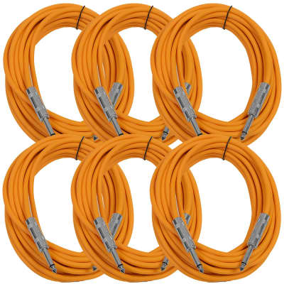 SEISMIC AUDIO New 6 PACK Orange 1/4" TS 25' Patch Cables - Guitar - Instrument image 1