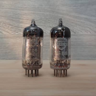 EF86-MULLARD OL WHITE PRINT MESH BRIT MADE