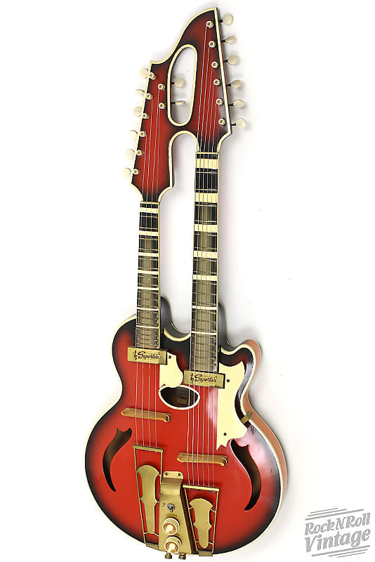 Supertron Double Neck Guitar Mando 1961 Redburst image 1