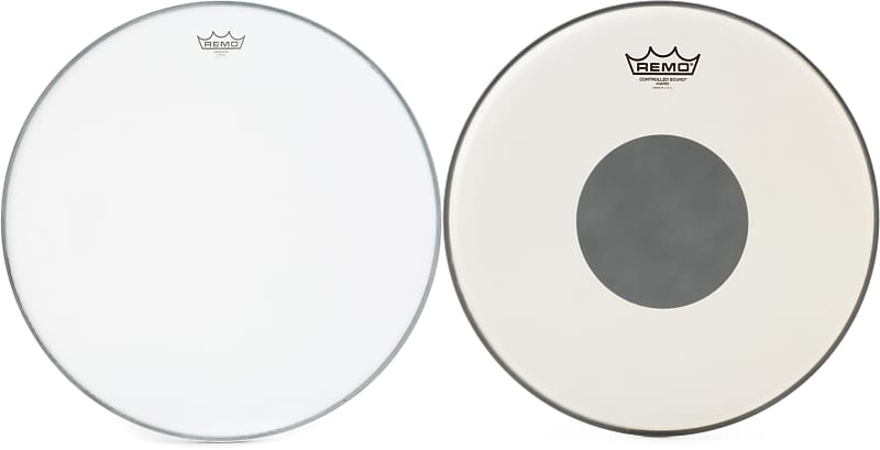 Remo Emperor Coated Bass Drumhead - 22 inch  Bundle with Remo Controlled Sound Coated Drumhead - 14 inch - with Black Dot image 1