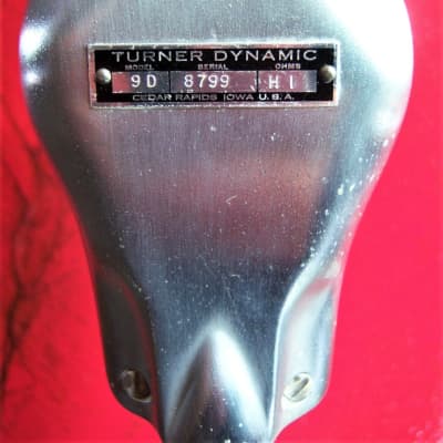 Vintage 1950's Turner 9D dynamic microphone Satin Chrome w cable High Z harp mic image 6