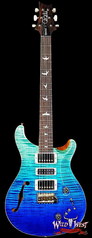 Paul Reed Smith PRS Wood Library 10 Top Special 22 Semi-Hollow Flame Maple Neck Brazilian Rosewood Fingerboard Blue Fade 6.95 LBS (US Only / No International Shipping) image 1