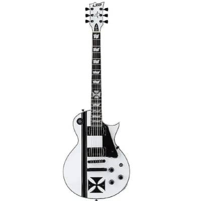 ESP LTD ESP LTD Iron Cross James Hetfiled Signature Electric Guitar - SNOW WHITE W/ BLACK STRIPES for sale