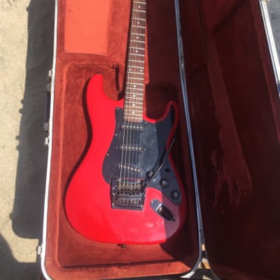 Vintage JB Player Stratocaster red w/ kahler style tremolo and 1980s fender case image 1