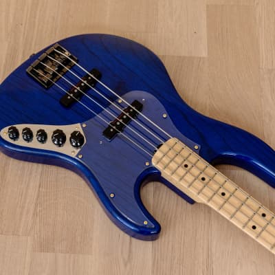 2014 ESP Amaze-ASM Original Series Electric Bass Guitar Active EQ See Thru Blue Ash, Japan image 8