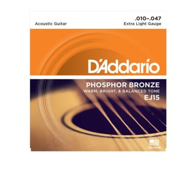 D'Addario EJ15 Phosphor Bronze Acoustic Guitar Strings, Extra Light, 10-47 image 1